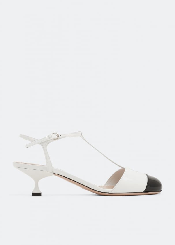 

Туфли MIU MIU Patent-leather slingback pumps, белый