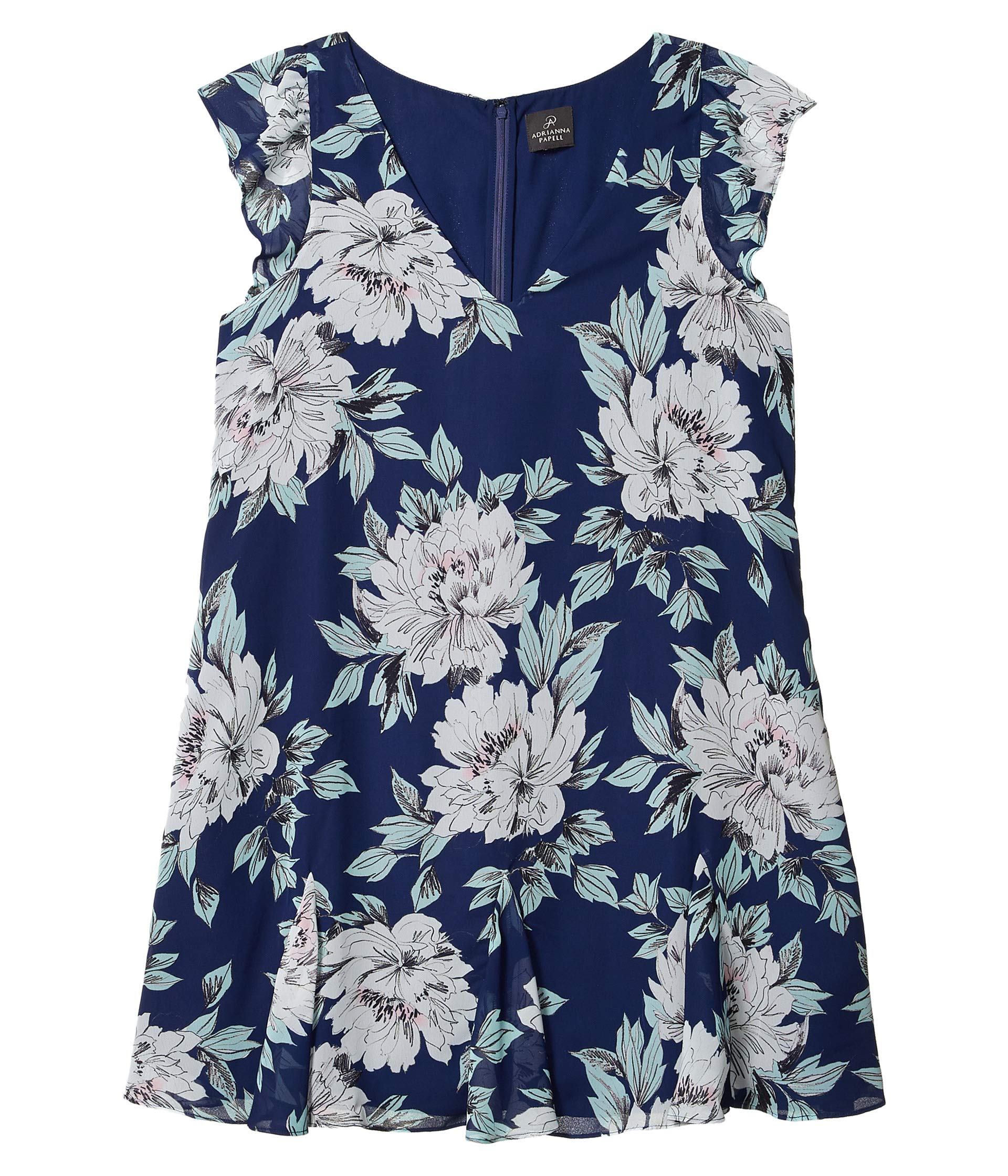 Adrianna Papell Floral Chiffon Goddet Shift Dress