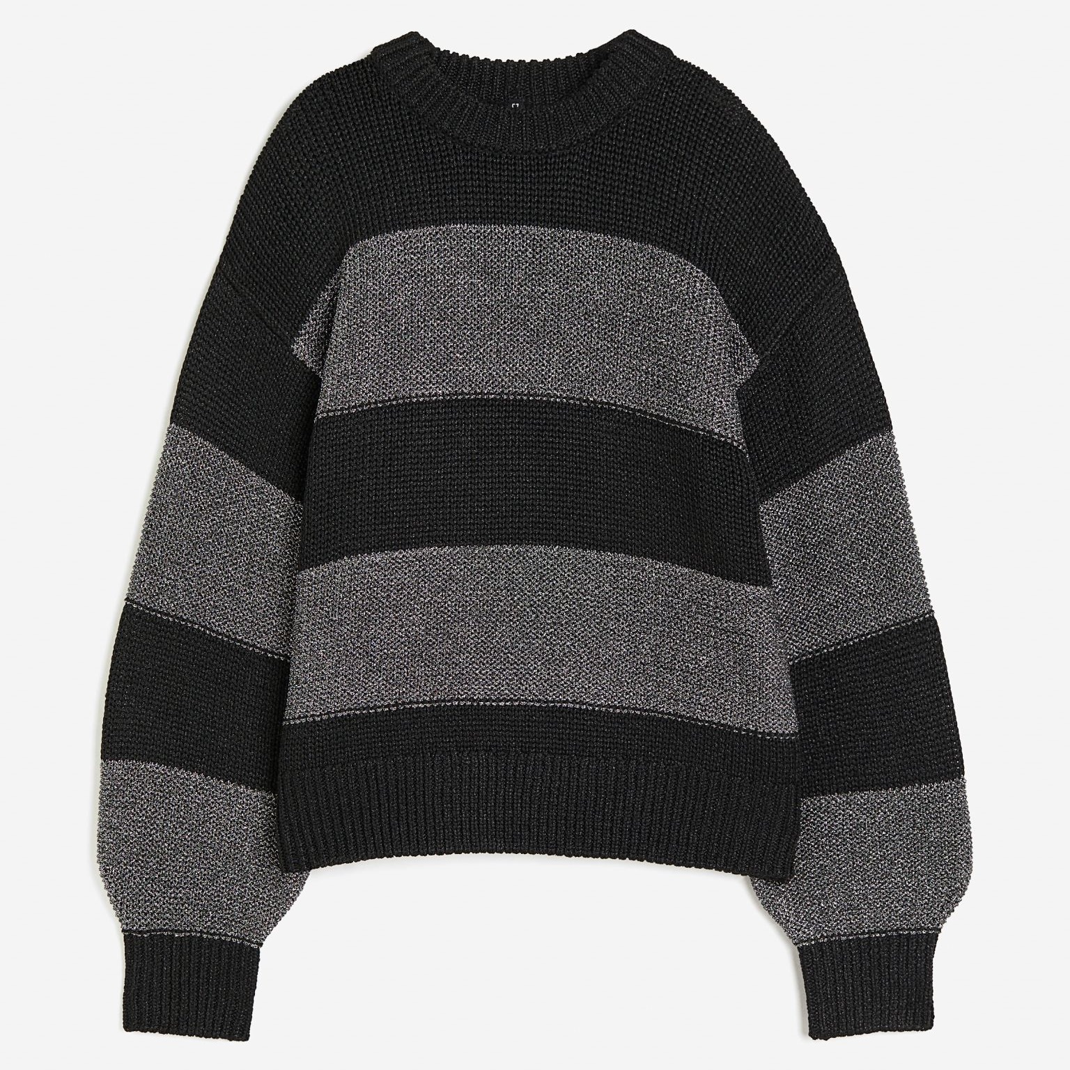 Джемпер H&M Glittery-striped, черный/серый