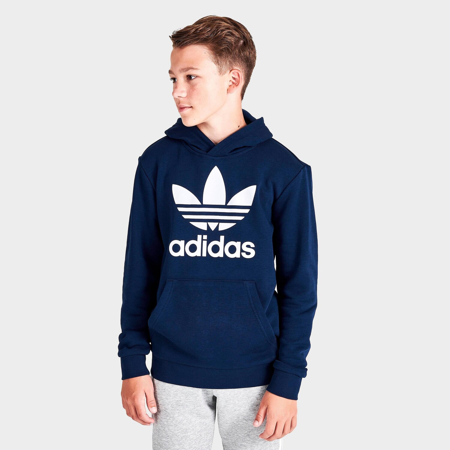 

Детская повседневная толстовка с капюшоном Adidas Originals Trefoil, синий