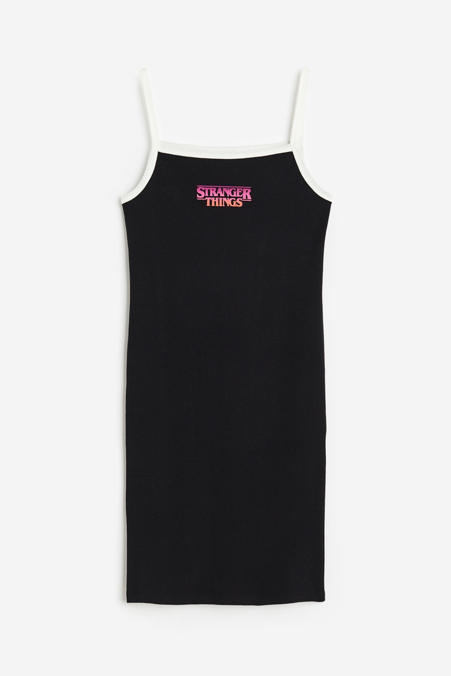Платье H&M Stranger Things Printed Ribbed, черный
