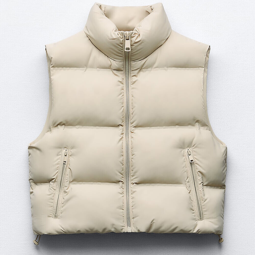 

Жилет Zara Water And Wind Protection Cropped, светло-бежевый