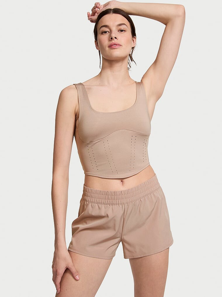 

Топ спортивный Victoria's Secret VS Essential Perforated, серо-бежевый