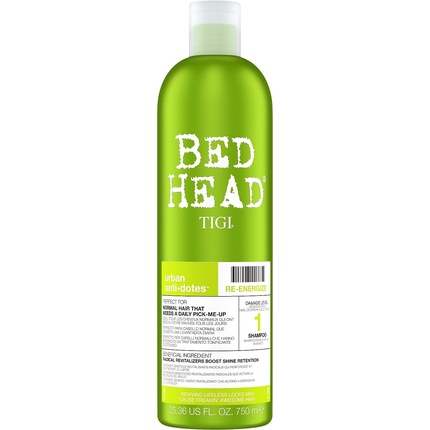Шампунь Bed Head Urban Anti-Dotes Re-Energize, 750 мл, Tigi восстанавливающий шампунь для поврежденных волос 750 мл tigi bed head urban anti dotes