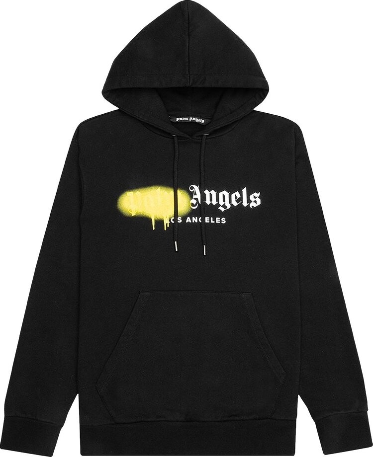 

Худи Palm Angels Malibu Sprayed Hoodie 'Black/Fluo Yellow', черный