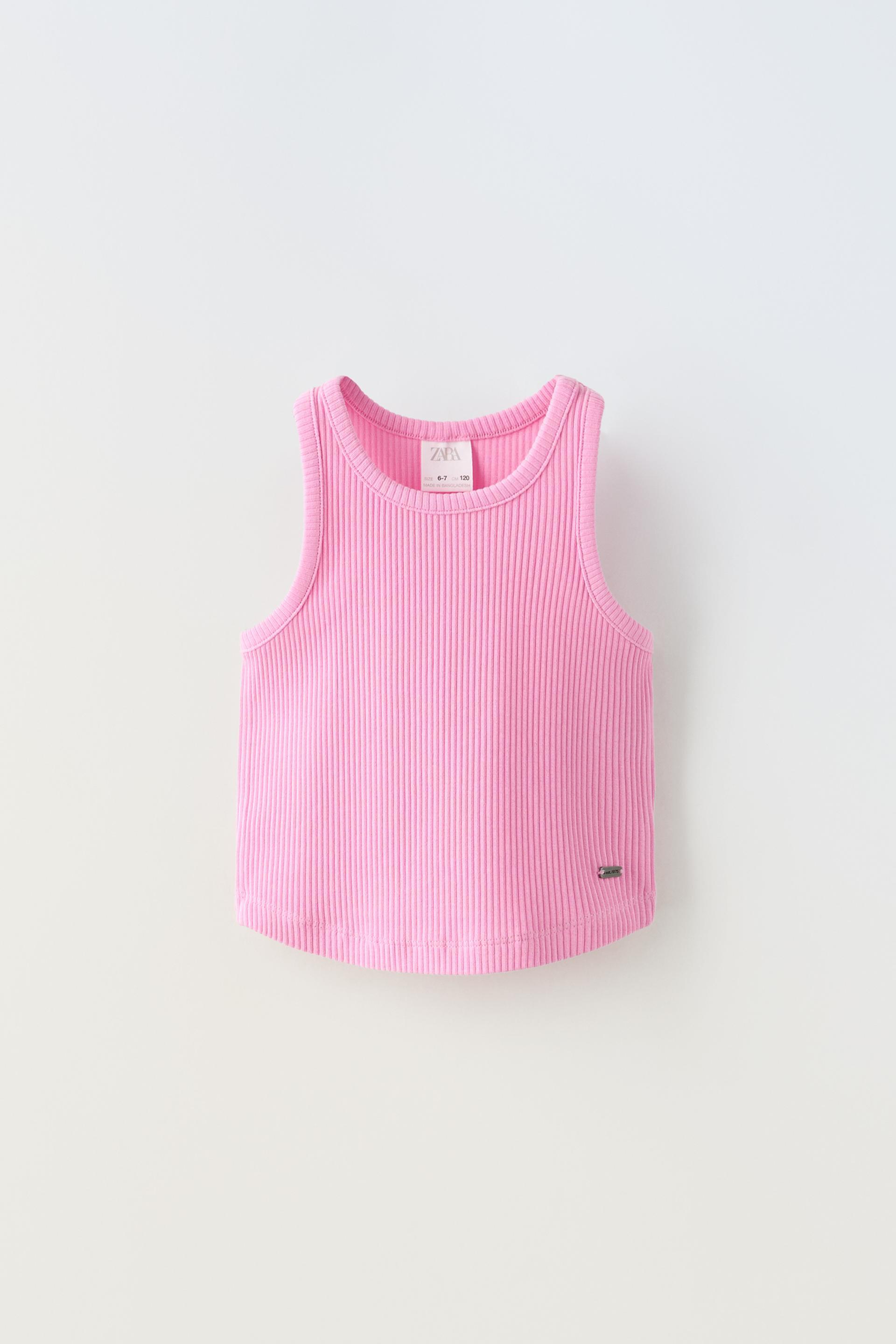 Топ Zara Ribbed Racerback, розовый футболка zara ribbed fruit розовый