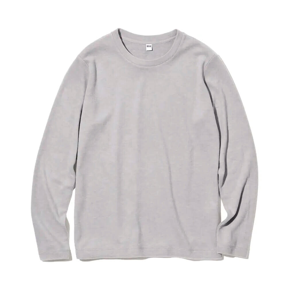 

Лонгслив Uniqlo Heattech Fleece Crew Neck, серый