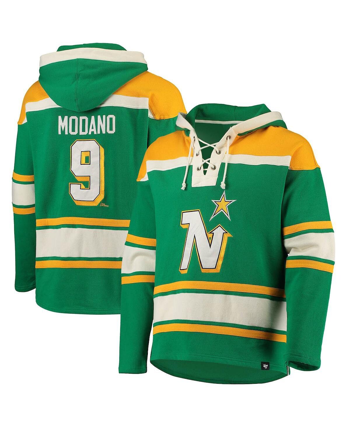 

Мужская футболка '47 mike modano kelly green minnesota north stars, вышедший на пенсию игрок с именем и номером, толстовка с капюшоном lacer pullover '47 Brand, мульти