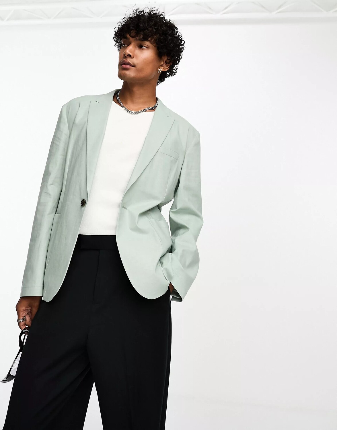 

Пиджак Asos Design Skinny Linen Mix Suit, светло-зеленый