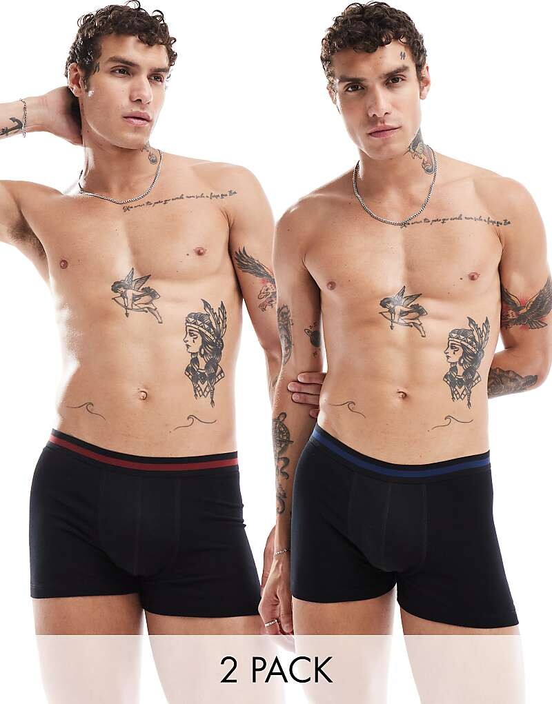 

ASOS DESIGN – комплект из 2 пар боксеров с контрастной окантовкой разных цветов