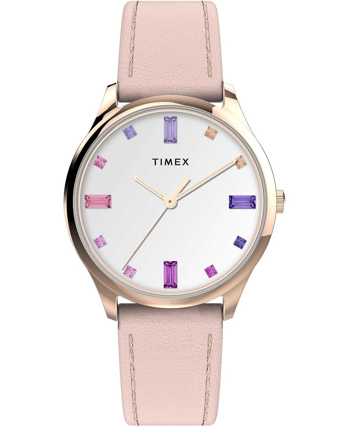 

Женские кварцевые аналоговые кожаные часы Easy Reader розового цвета, 32 мм Timex, розовый