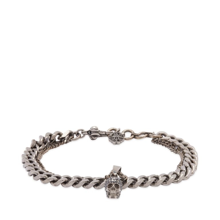 Браслет Alexander Mcqueen Skull Necklace, серебристый alexander mcqueen золотистый браслет с жемчужинами chain pearl bracelet
