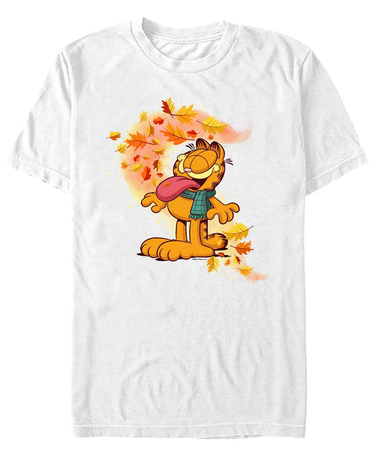 Мужская футболка garfield autumn leaves с короткими рукавами Fifth Sun, белый гарфилд и тигр