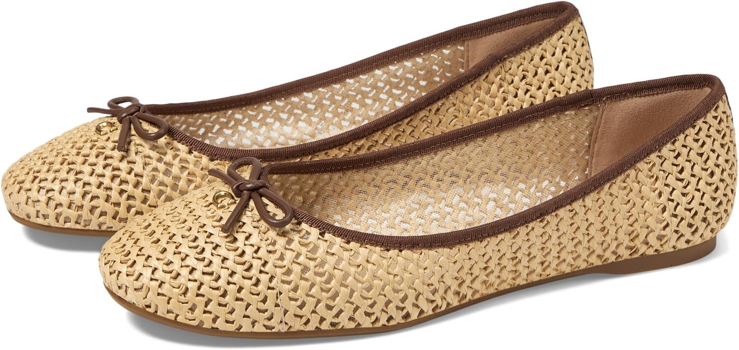 

Туфли на плоской подошве COACH Abigail Raffia Ballet Flat, цвет Natural/Saddle