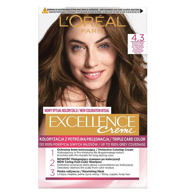L'Oreal Paris Краска для волос Excellence Creme 4.3 Золотисто-русый краска для волос l oréal paris стойкая краска для волос préférence яркость цвета