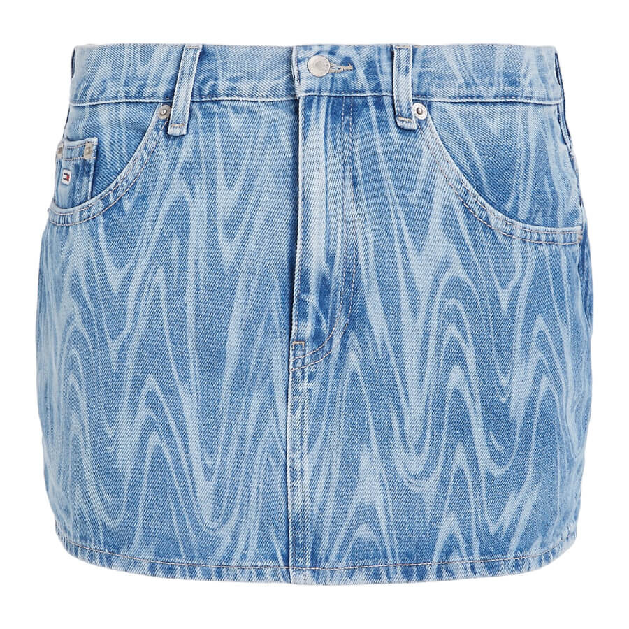 

Юбка Tommy Jeans by Tommy Hilfiger Laser-faded Denim Micro Mini, голубой