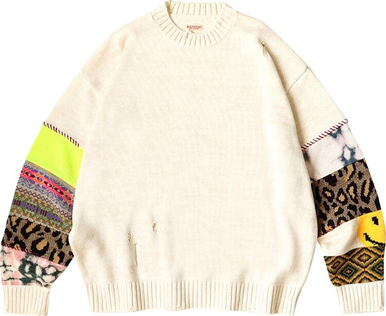 

Свитер Kapital 5G Cotton Knit Hippie Sleeve Crew Sweater 'Ecru', кремовый