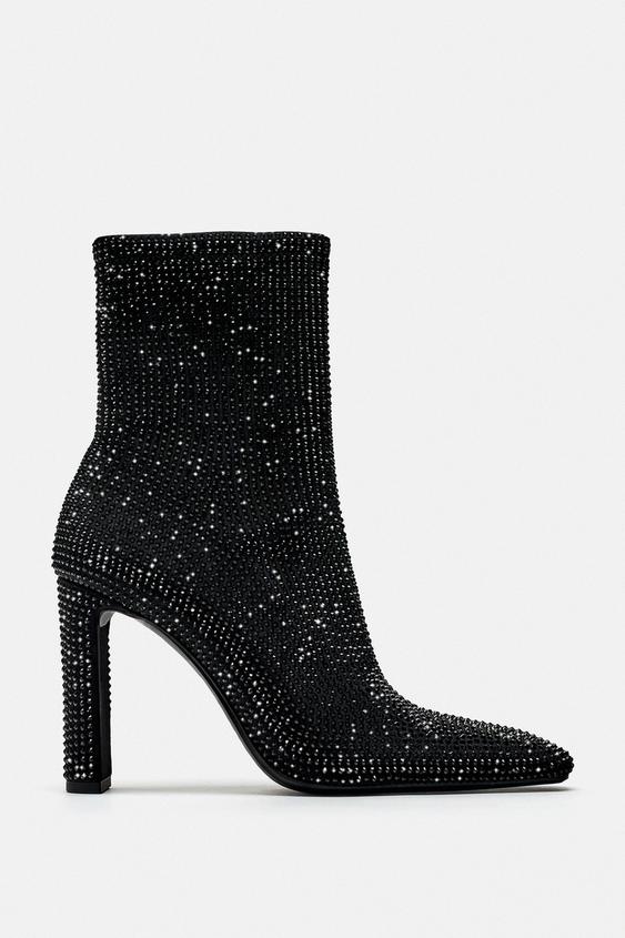 Сапоги Zara High Heel Ankle, черный сапоги zara leather chunky heel knee high чёрный