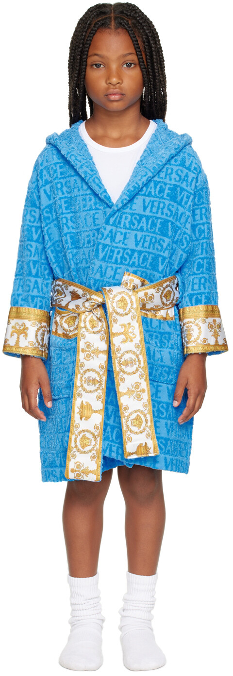 

Детский синий банный халат I Love Baroque Versace