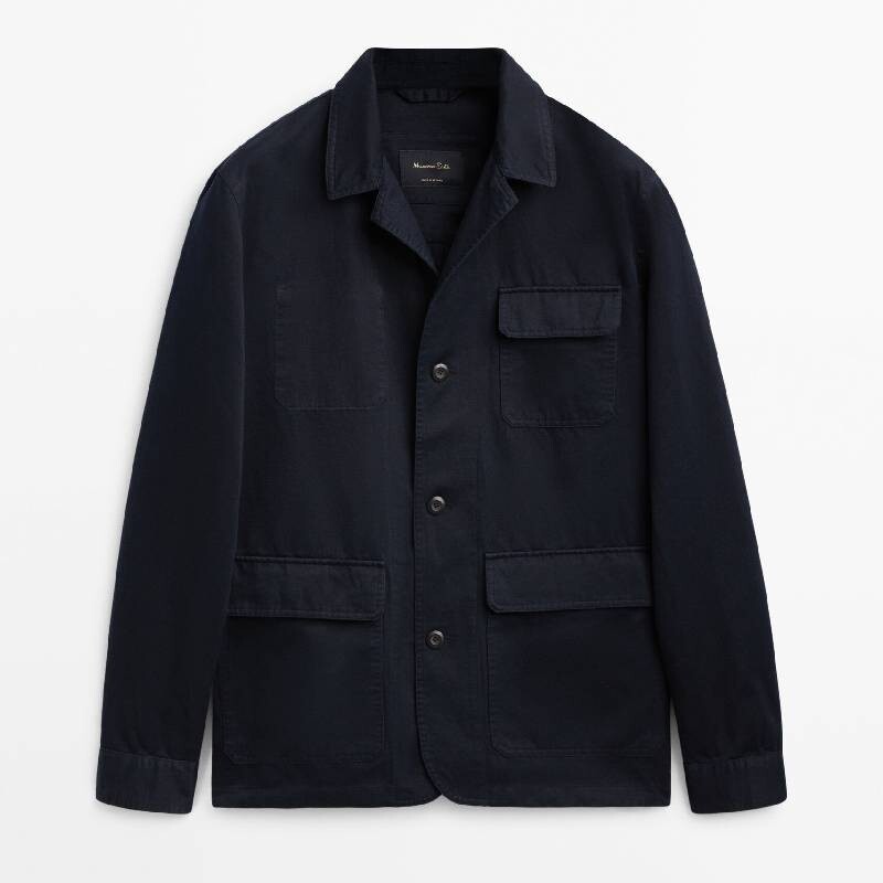 

Кардиган Massimo Dutti Linen And Cotton, темно-синий