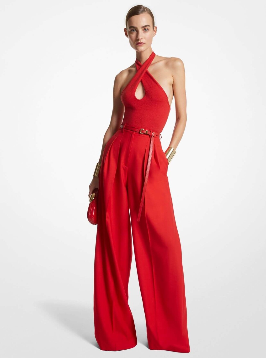 

Брюки-палаццо Michael Kors Tissue Wool Gabardine, красный