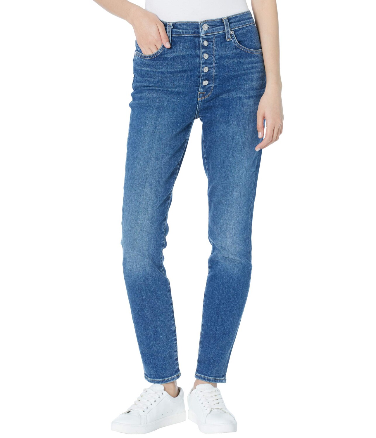 

Джинсы 7 For All Mankind, High-Waist Ankle Skinny Exposed Buttons in Stellar