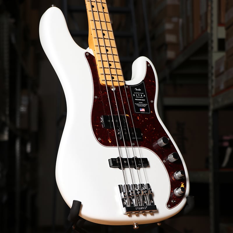 Бас-гитара Fender American Ultra Precision в цвете Arctic Pearl с футляром American Ultra Precision Bass Guitar - фото