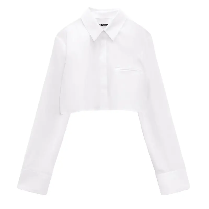 

Рубашка Zara Cropped Poplin, белый