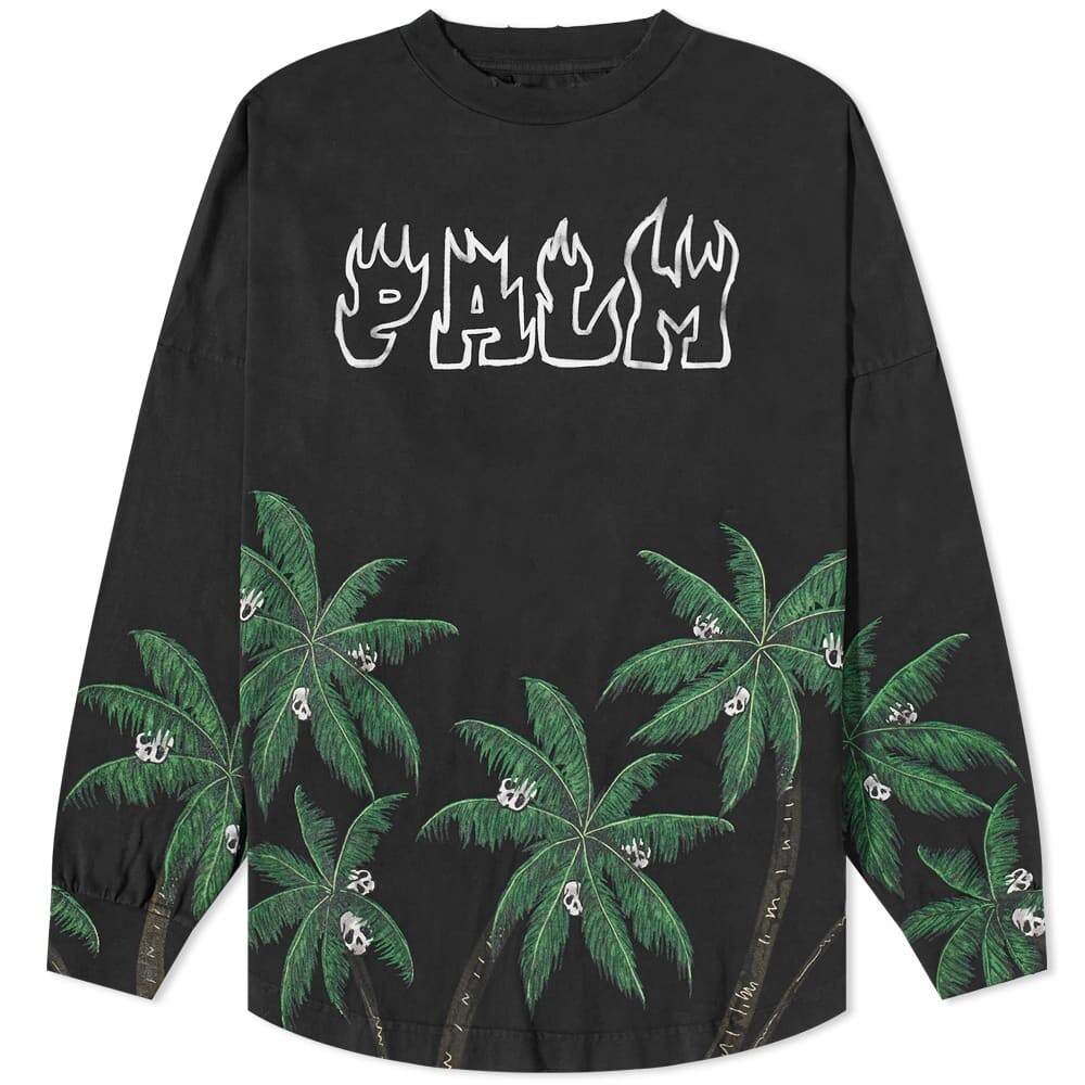 

Футболка Palm Angels Long Sleeve Palms and Skulls Tee, Серый