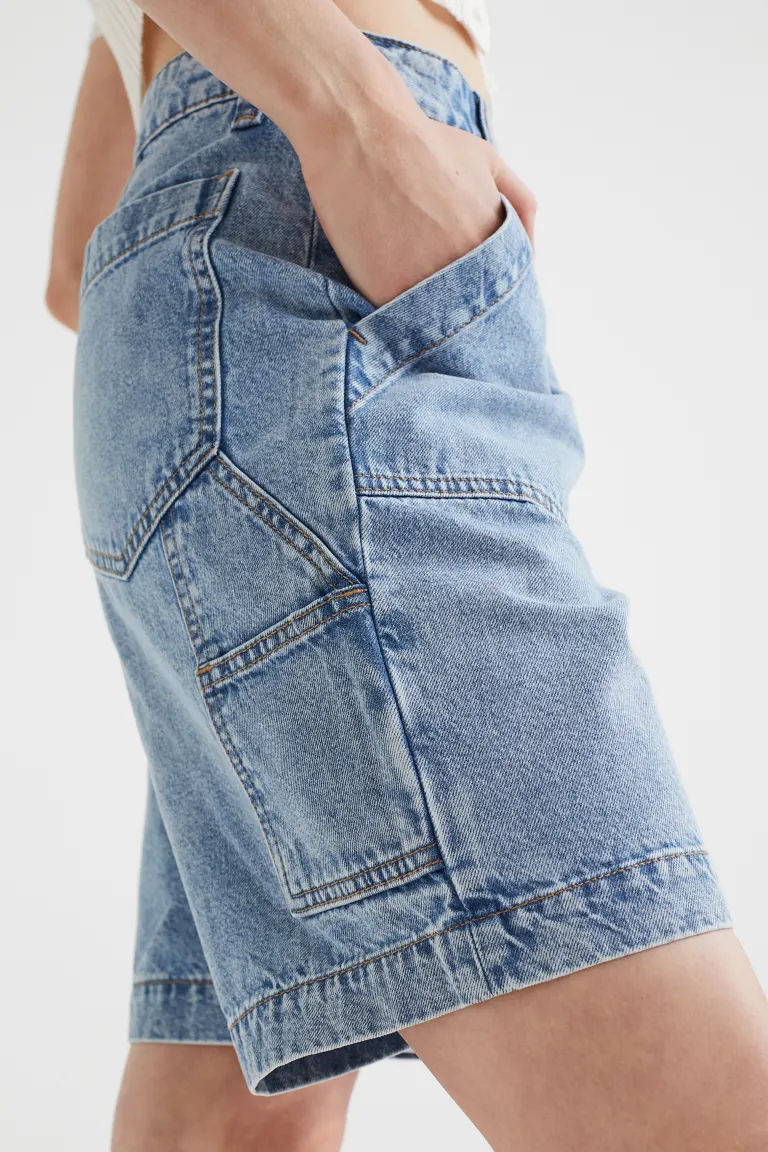 Denim cargo shorts on sale womens