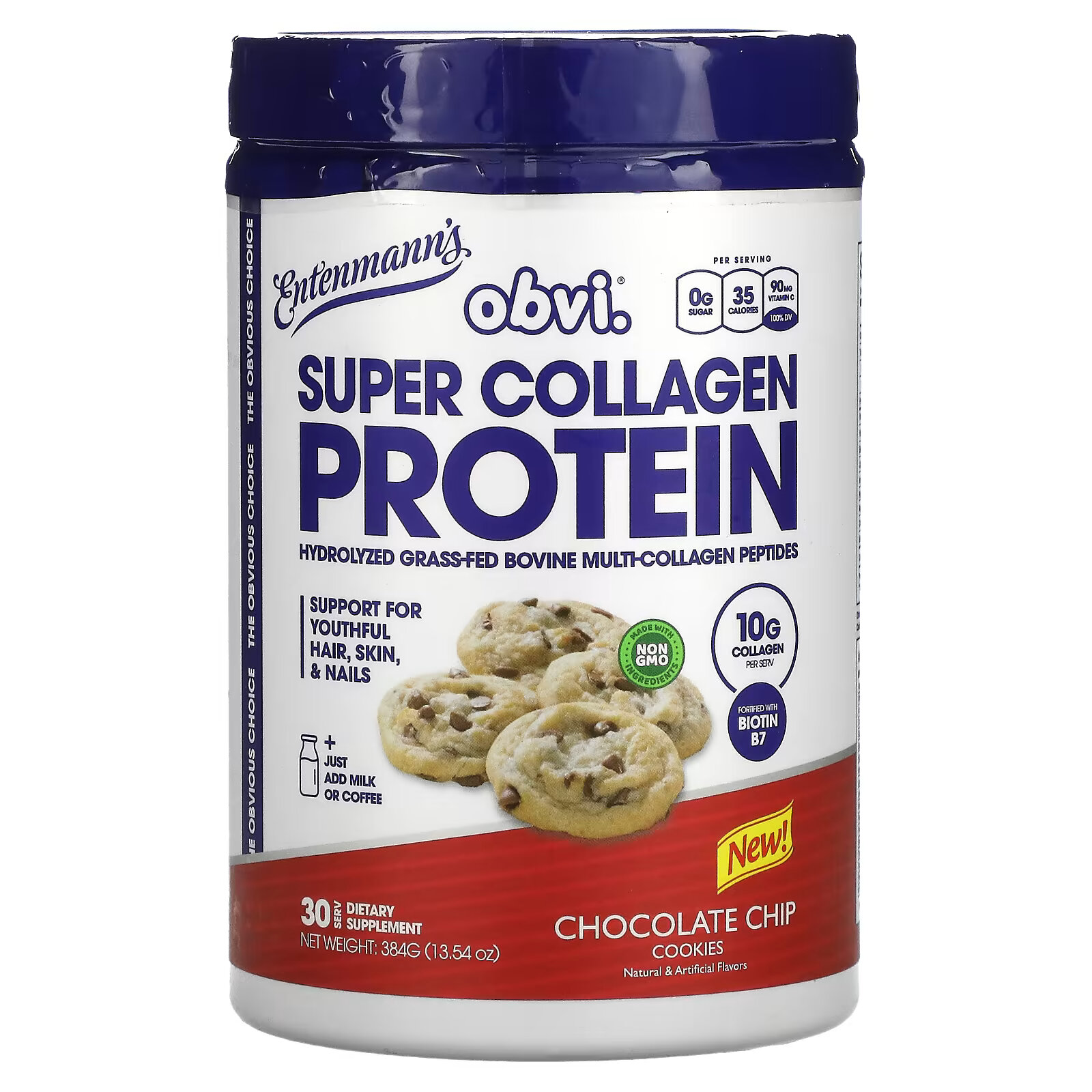 Obvi, Super Collagen Protein, Entenmann's, 384 г (13,54 унции) obvi super collagen protein хлопья с корицей 348 г 12 27 унции