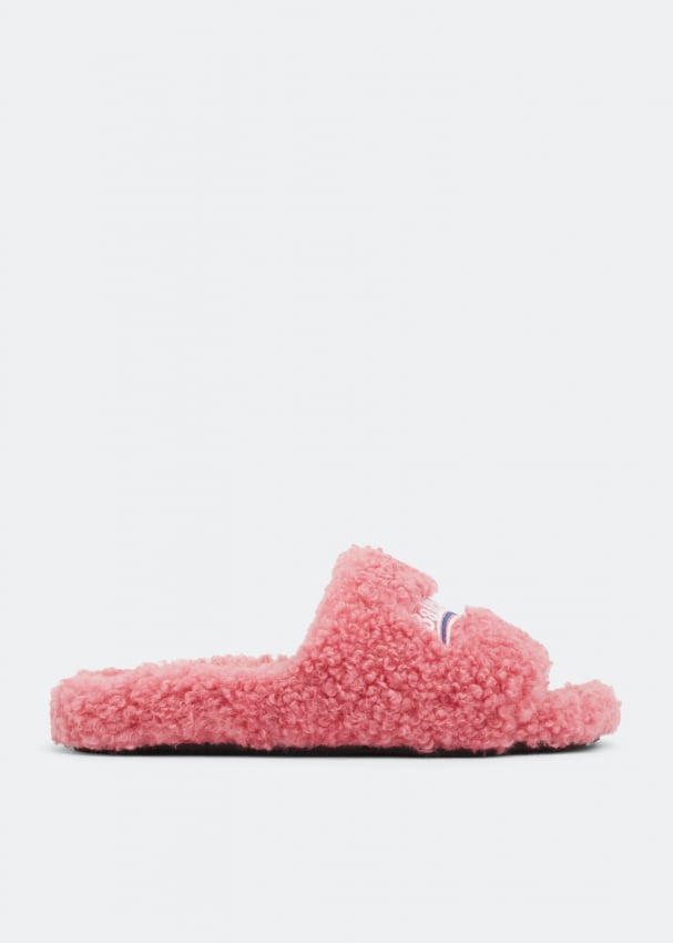 цена Сандалии BALENCIAGA Furry slide sandals, розовый
