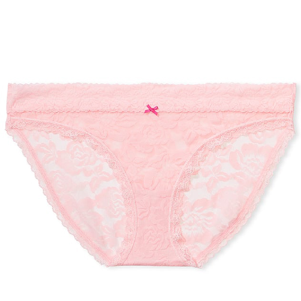 цена Трусы Victoria's Secret The Lacie Lace Bikini Rose Lace, светло-розовый
