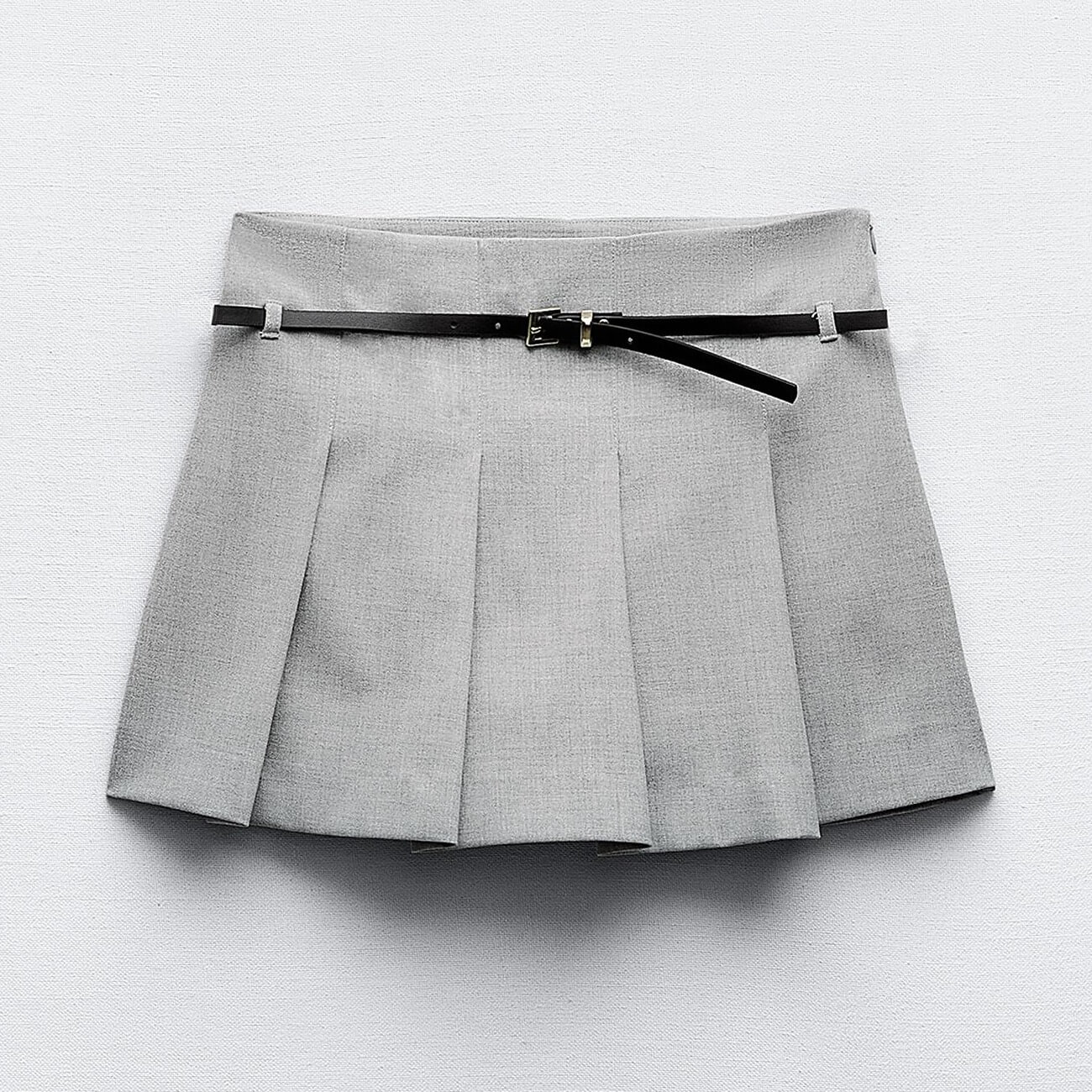 Шорты Zara Box Pleat With Belt, серый