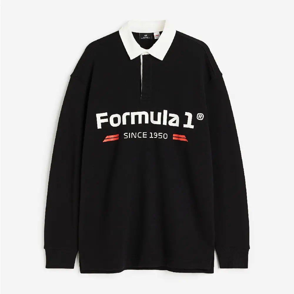 

Футболка-поло H&M Relaxed Fit Printed Formula 1, черный