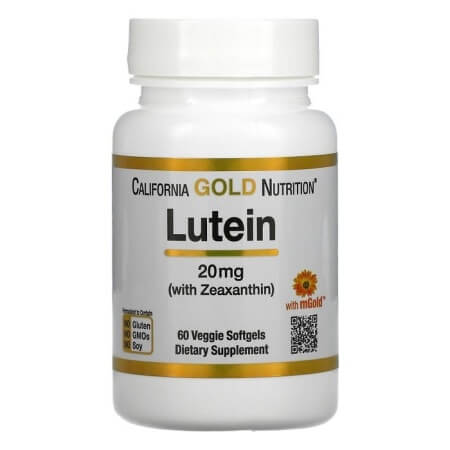 Лютеин с зеаксантином California Gold Nutrition 20 мг, 60 капсул
