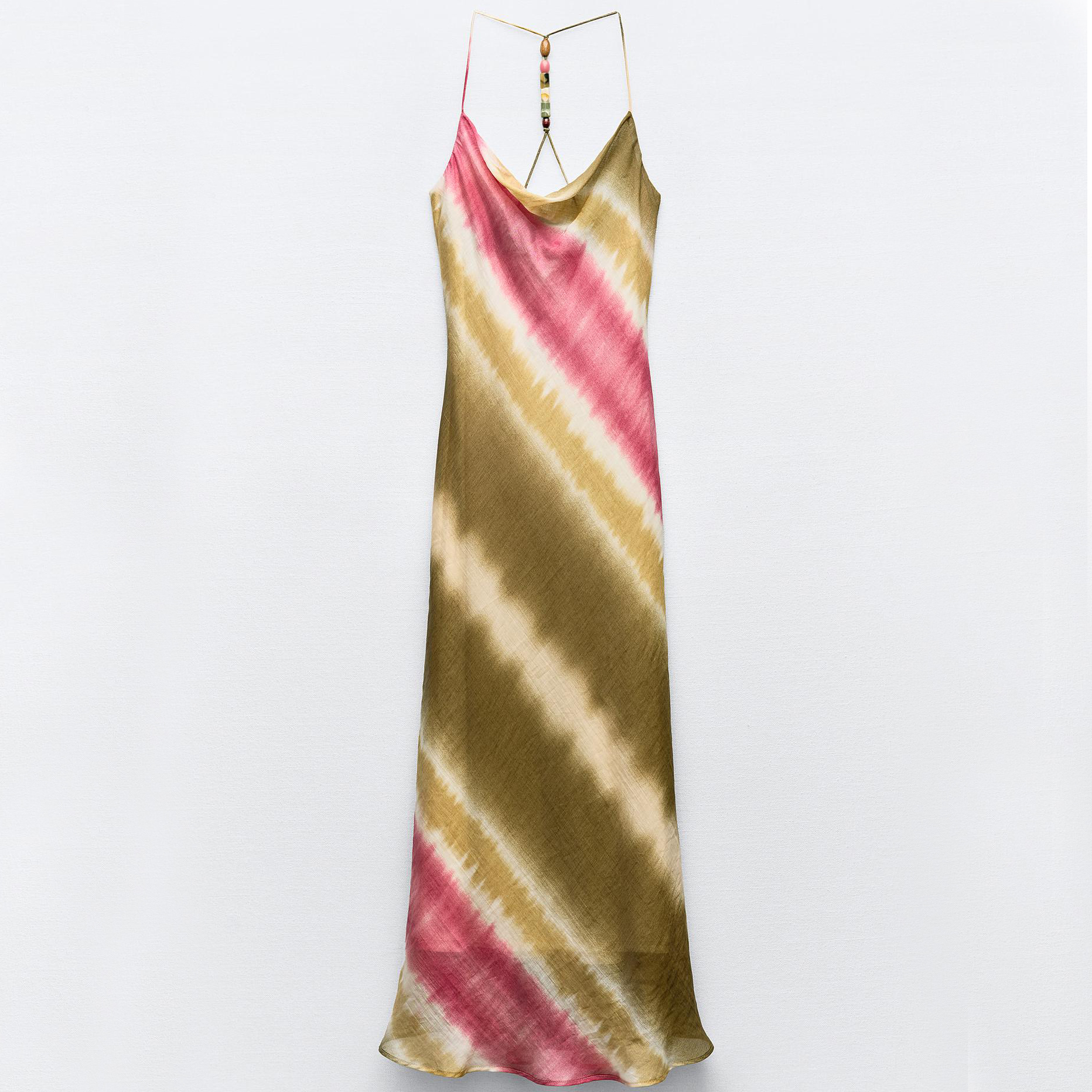 Платье Zara Tie-dye Midi Slip, мультиколор рубашка с принтом tie dye zara мультиколор