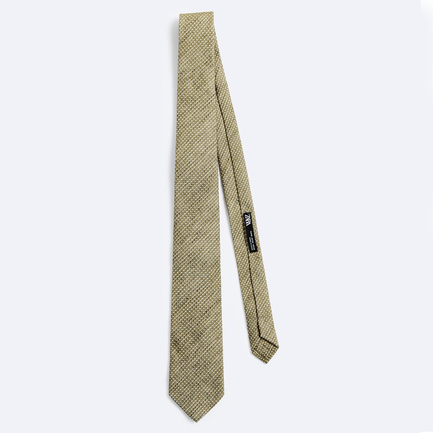 Галстук Zara Textured With Lines, зеленый рубашка zara kids textured weave with bow tie белый