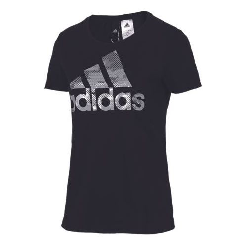 2024 women puff sleeve o neck top Футболка Adidas Training Round Neck Short Sleeve Black, Черный