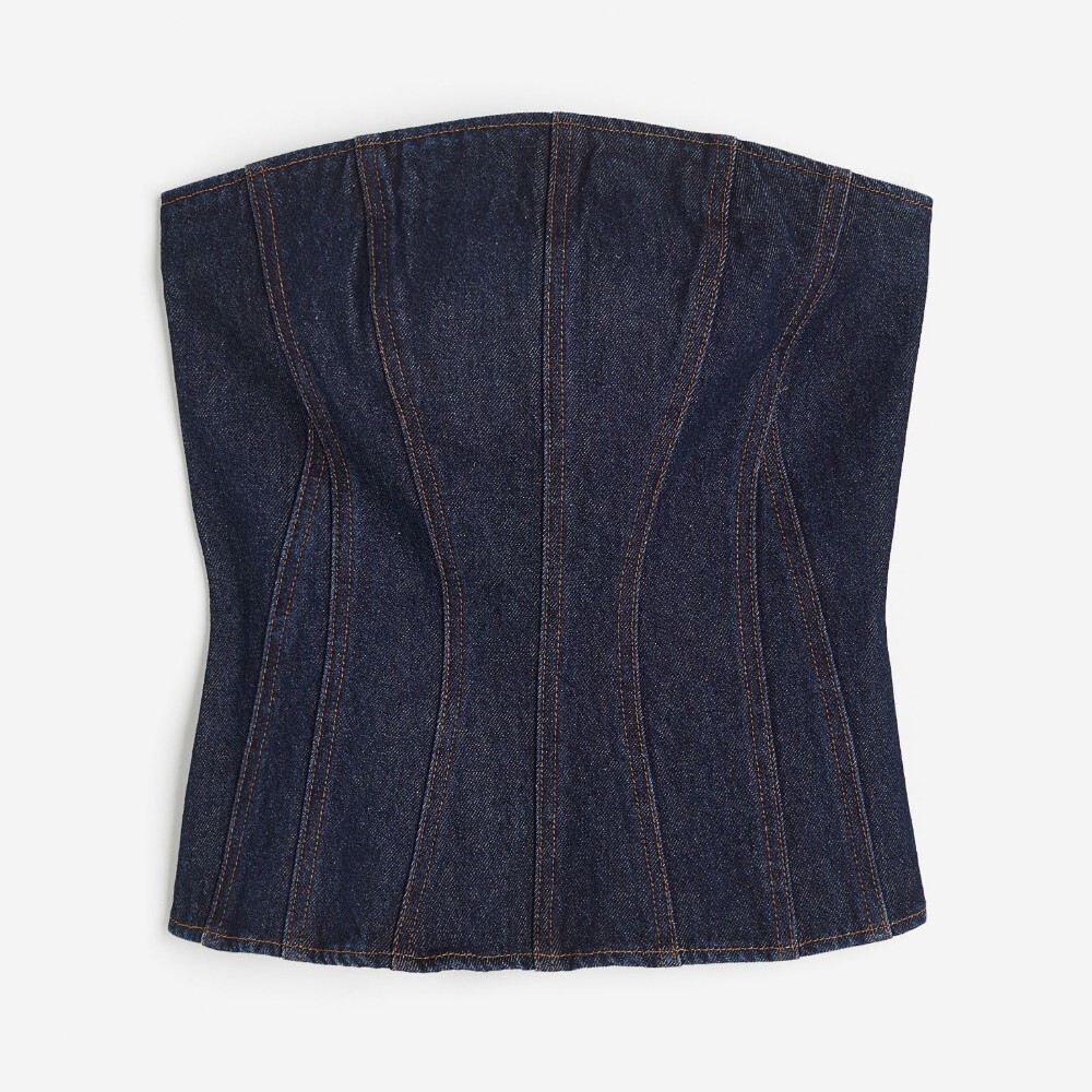 

Топ H&M Denim Bandeau, темно-синий