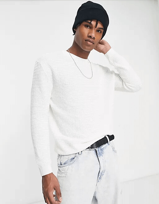 

Свитер Pull&Bear Waffle Knit, белый