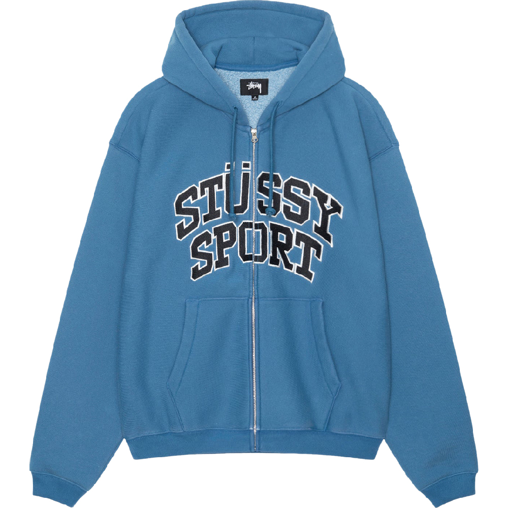 Толстовка Stussy Sport Zip, темно-синий толстовка stussy checker stock темно синий