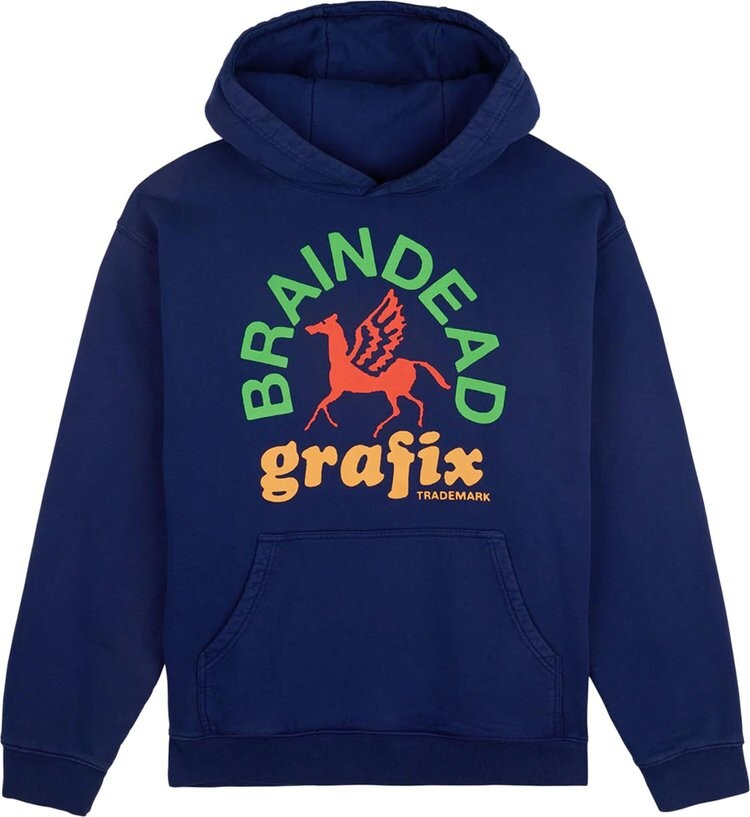 Худи Brain Dead Grafix Hoodie 'Navy', синий