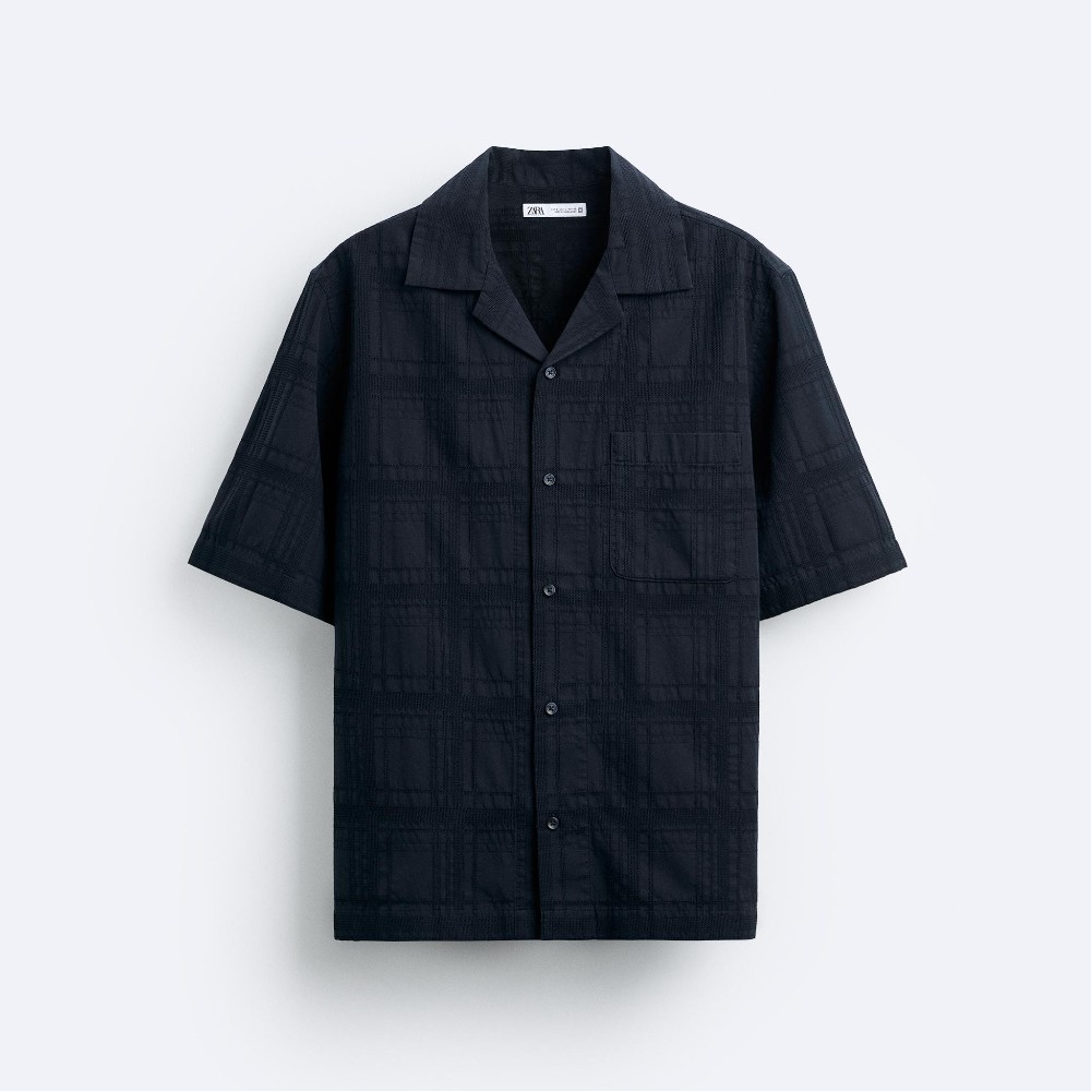 Рубашка Zara Check, темно-синий куртка рубашка zara kids combined quilted check plush черный белый
