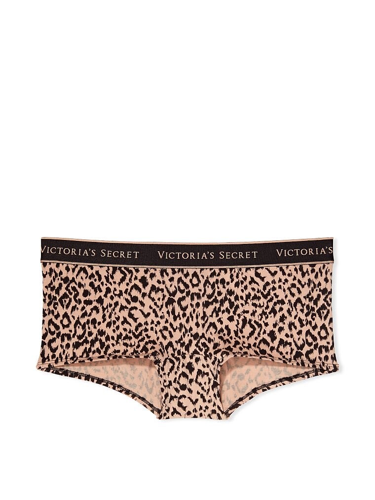 

Трусы Victoria's Secret Logo Cotton Boyshort, черный/бежевый