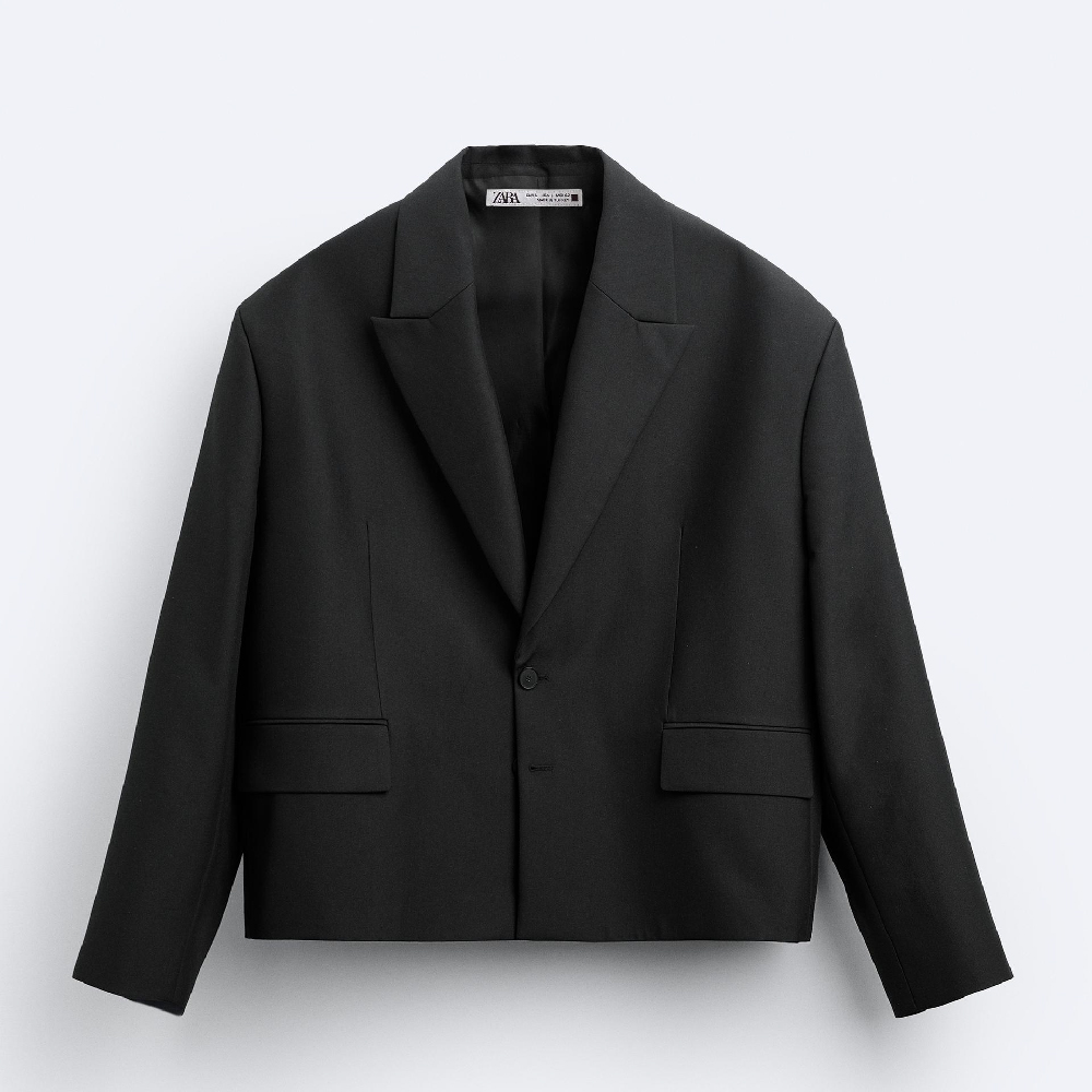 Пиджак Zara Oversize Cropped-fit, черный