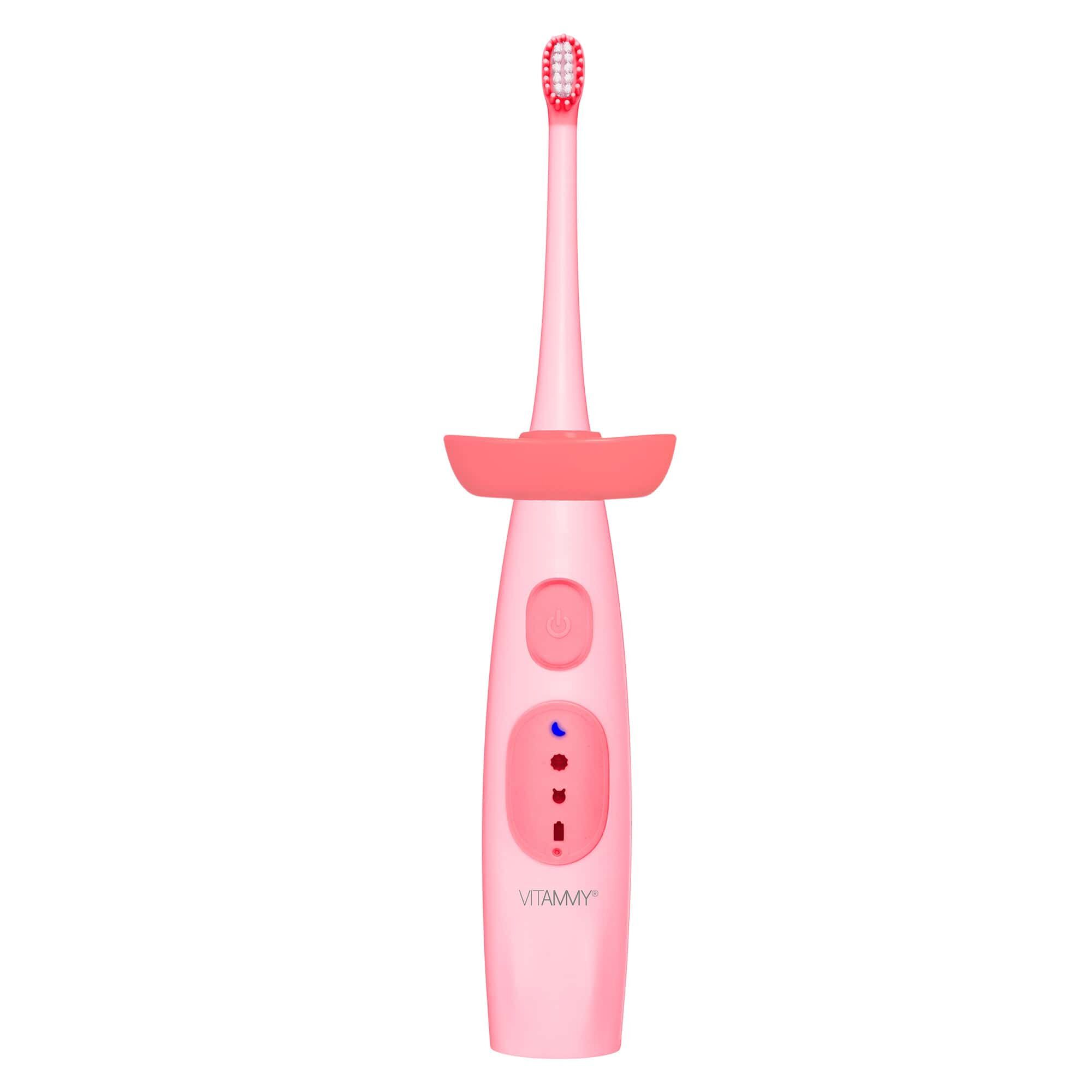 цена Vitammy Dino звуковая зубная щетка для детей 6+ розовая, 1 шт.