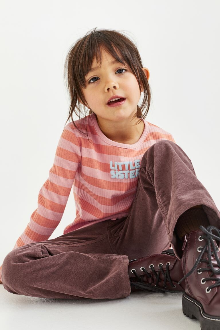 

Топ с длинными рукавами и принтом H&M Little Sister, светло-оранжевый/светло-розовый