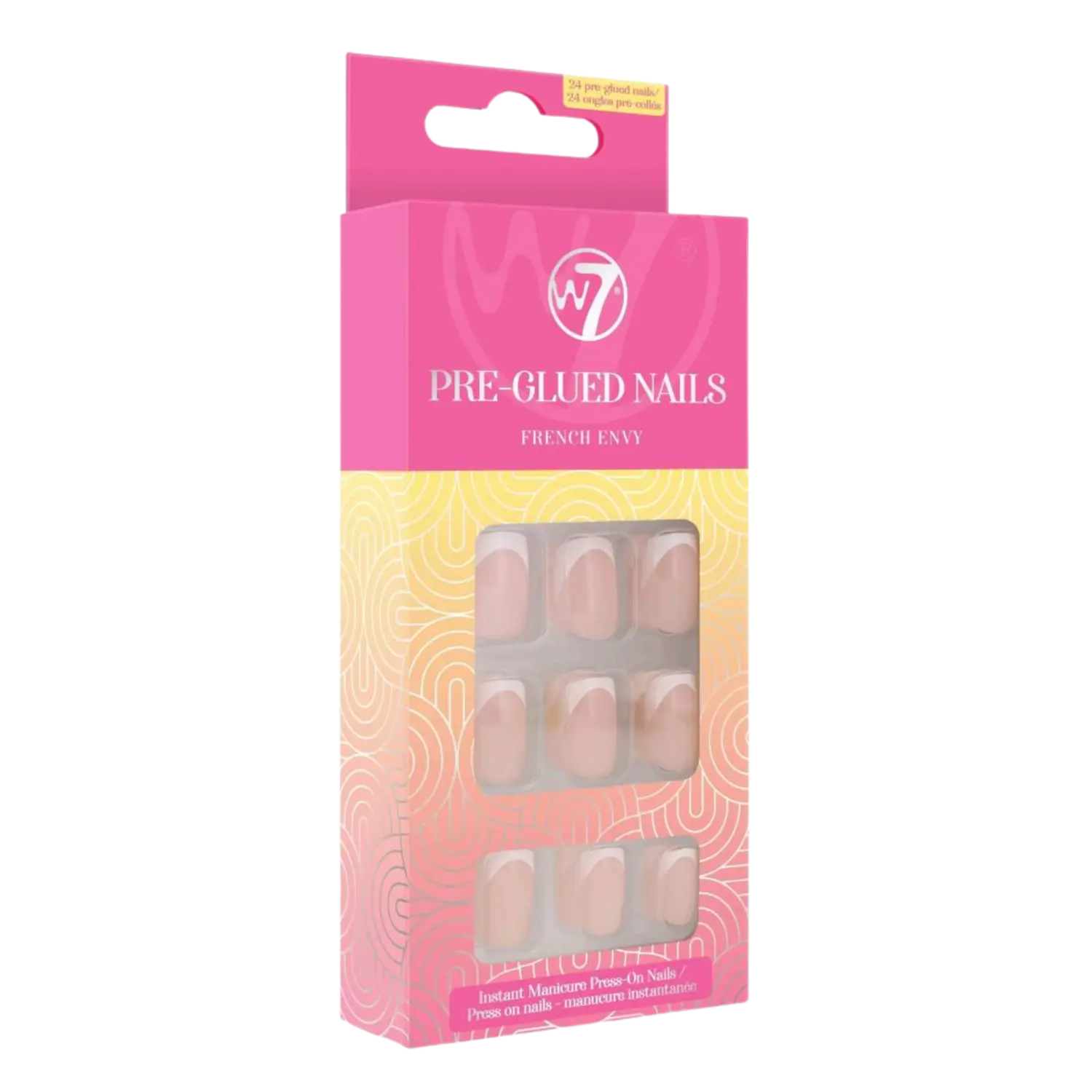

W7 Pre-Glued Nails french envy самоклеящиеся гвозди, 24 шт/1 упаковка
