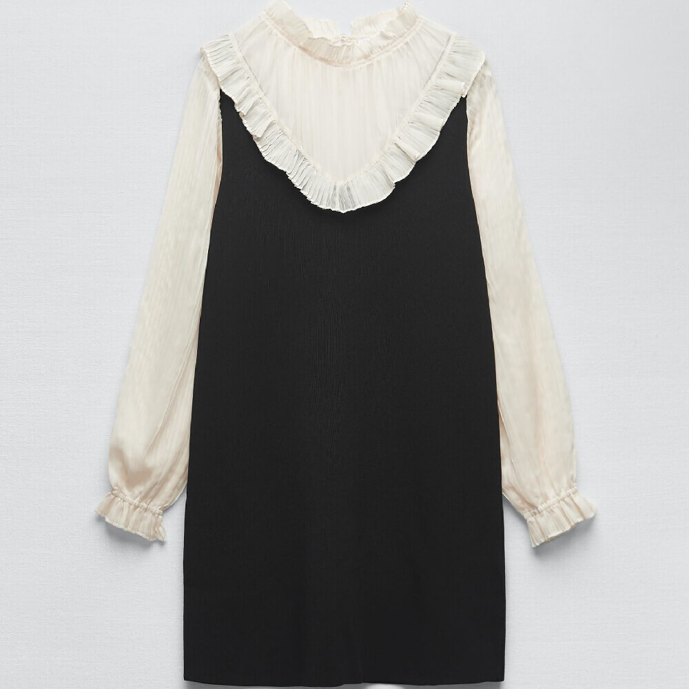 

Платье Zara Contrasting Knit, черный